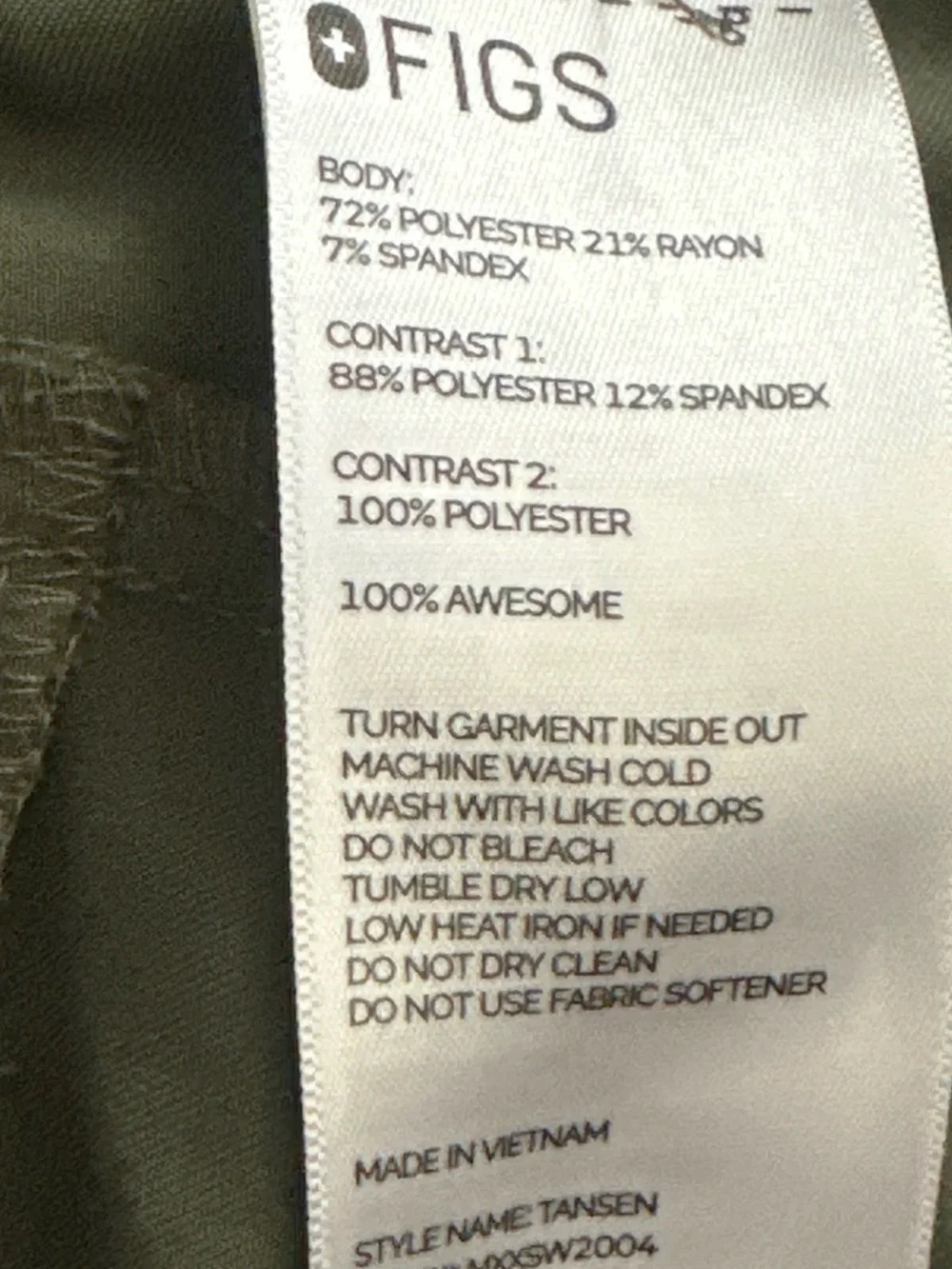 FIGS Men’s Tansen Jogger Scrub Pants Medium Moss Green Technical Collection
